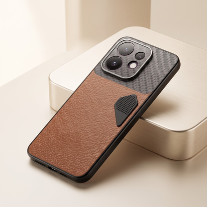 Oppo Reno 16 5G Carbon Fiber Heat Dissipation Leather Hybrid Phone Case