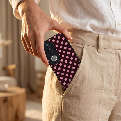 Vivo V50 5G Aesthetic Wine Red & Pink Polka Dot Acrylic Back Cover