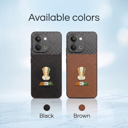Vivo T5x 5G Tri-Color Satyamev Jayate Carbon Fiber Leather Hybrid Phone Case
