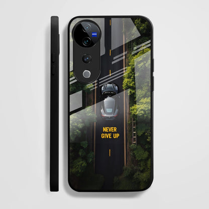 Vivo V40 Pro 5G Premium Acrylic Shockproof Glass Back Case (Road Never Give up)