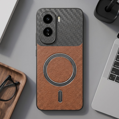 Vivo T5 Pro 5G Carbon Fiber Leather Hybrid MagSafe Magnetic Case