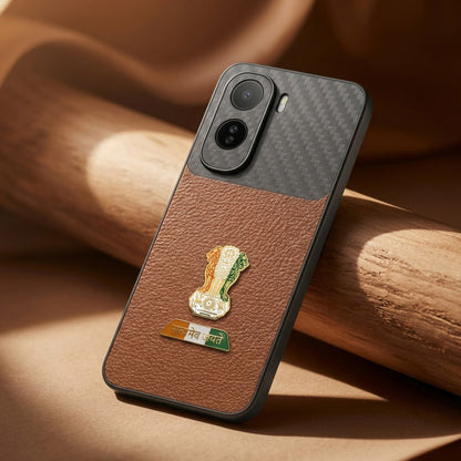 Vivo T5 Pro 5G Tri-Color Satyamev Jayate Carbon Fiber Leather Hybrid Phone Case