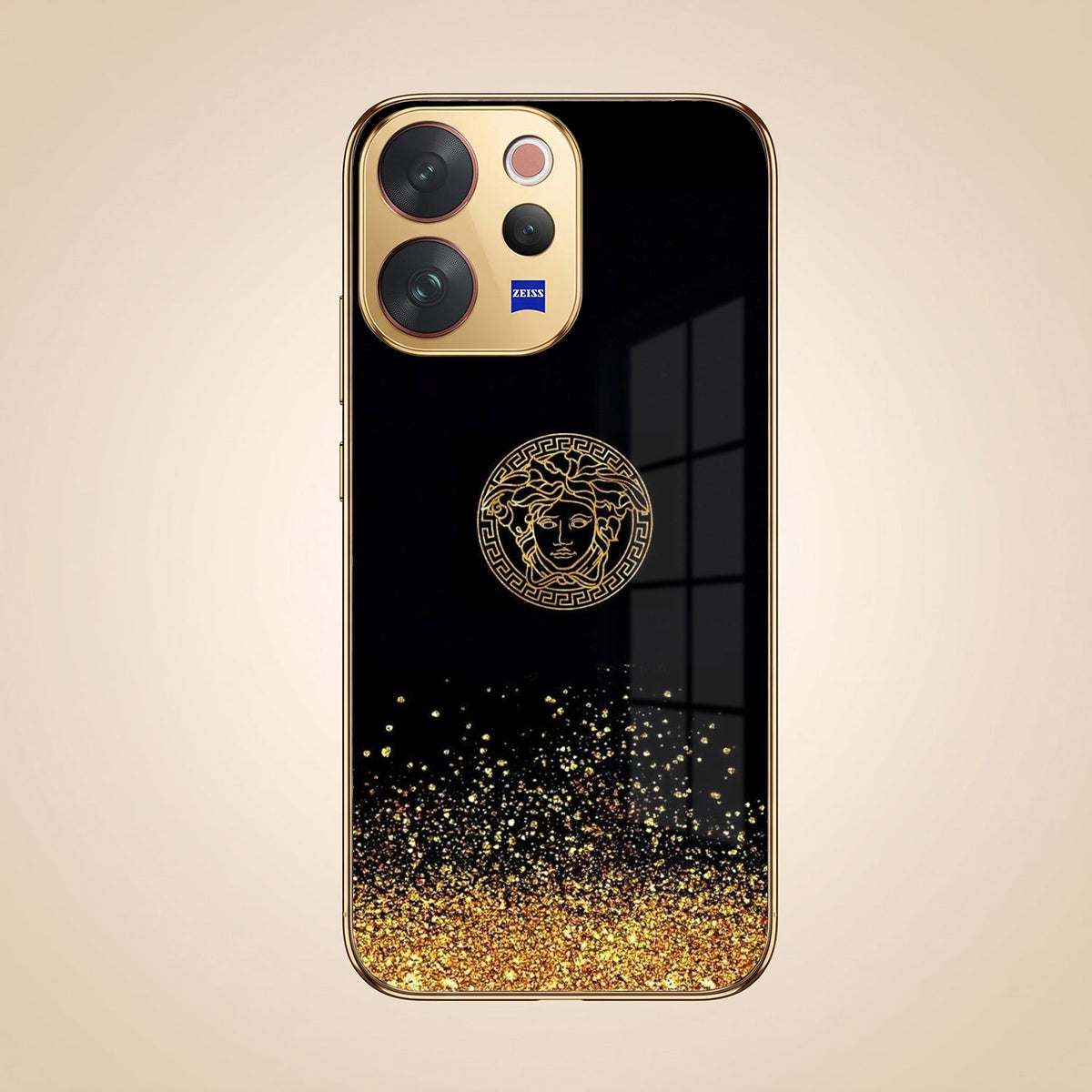Vivo V70 5G Medusa Head Gold Electroplated Glass Phone Back Case