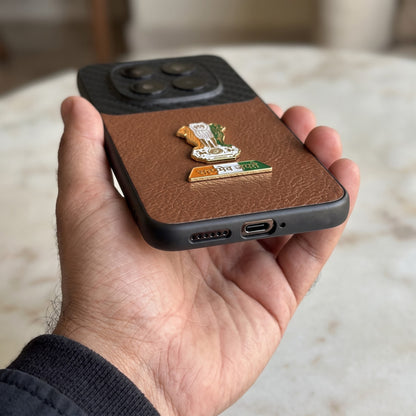 Redmi Note 15 Pro+ Tri-Color Satyamev Jayate Carbon Fiber Leather Hybrid Phone Case