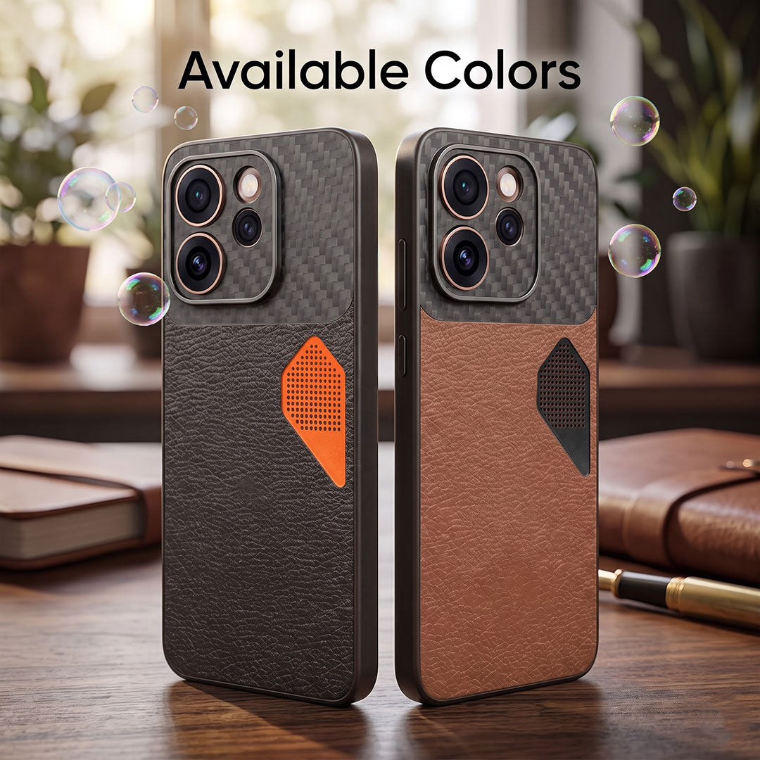 Oppo Reno 15 Pro Mini 5G Carbon Fiber Heat Dissipation Leather Hybrid Phone Case