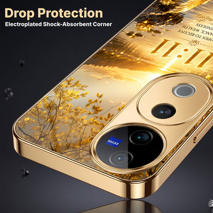 Vivo V40 Pro 5G 11:11 Manifestation Gold Electroplated Glass Phone Back Case