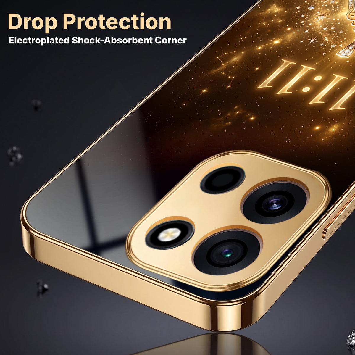 OnePlus Nord 6 5G God’s Plan Evil Eye Gold Electroplated Glass Phone Back Case