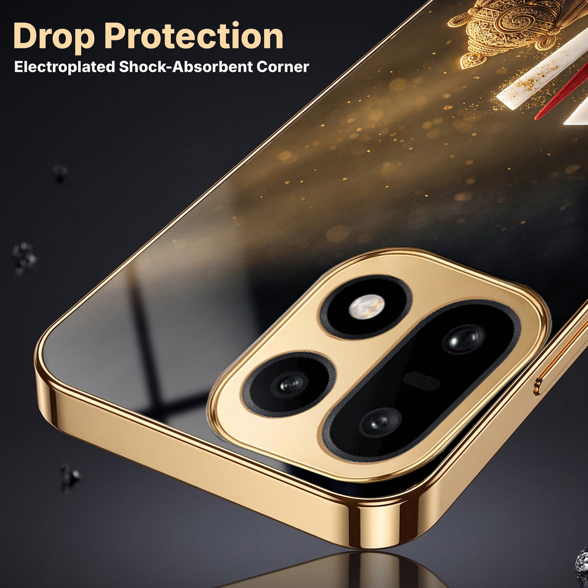 OnePlus 15 5G Royal Heritage Edition Gold Electroplated Glass Phone Back Case