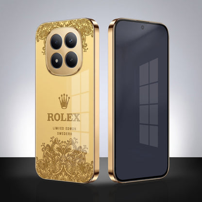 Redmi Note 15 Pro+ 5G Rolex Crown Gold Electroplated Glass Phone Back Case