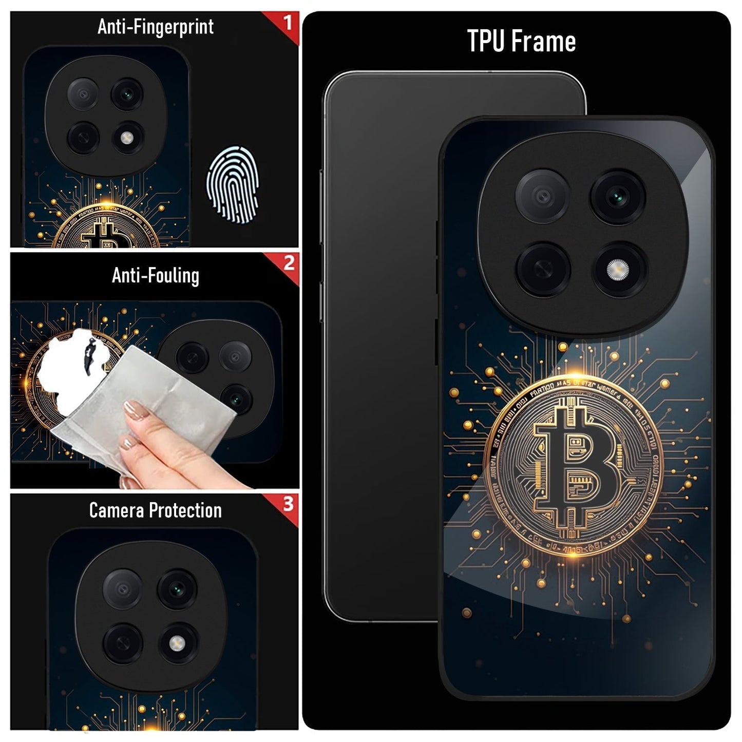 Oppo F29 Pro 5G Premium Acrylic Shockproof Glass Back Case (Bitcoin Armor)
