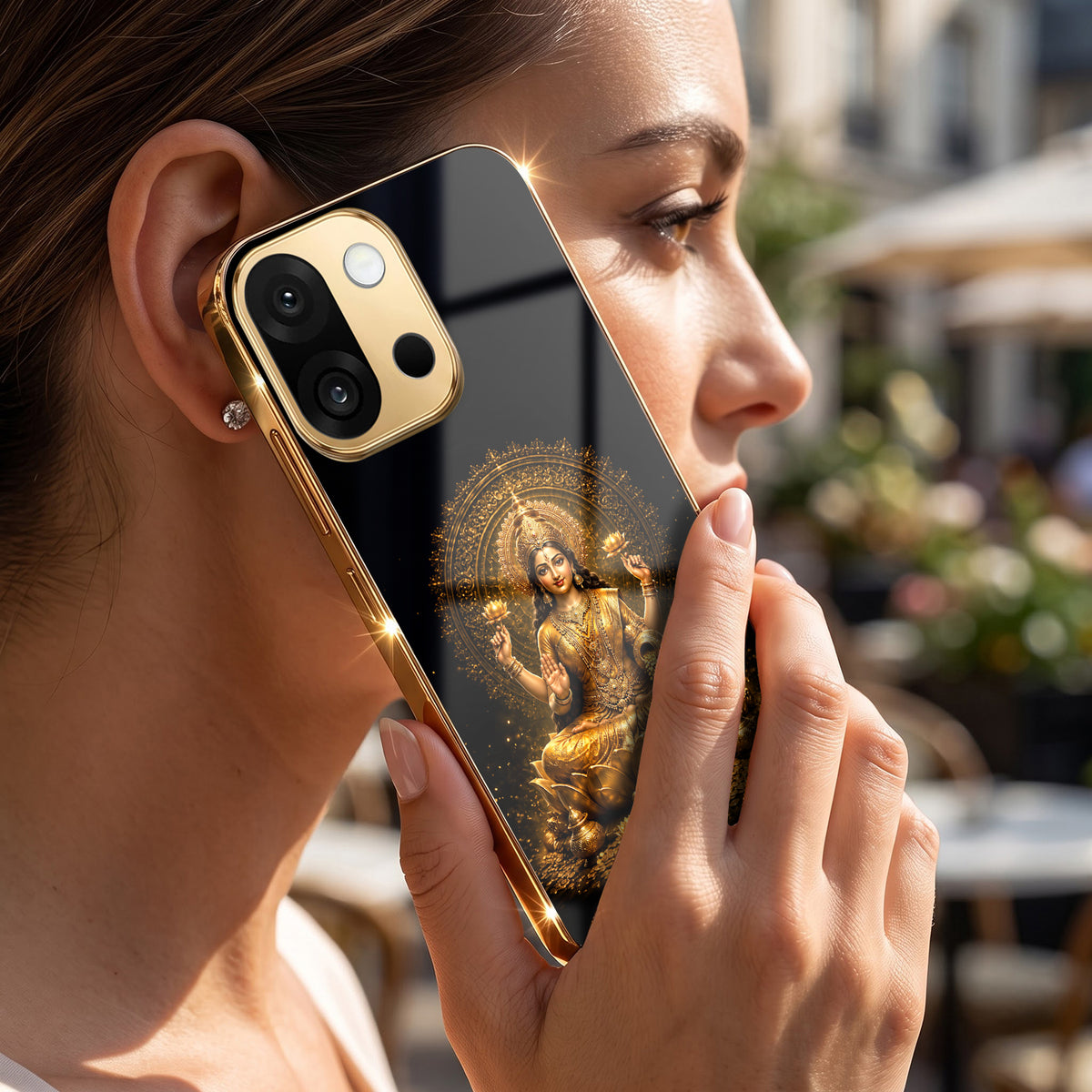 OnePlus 13s 5G Golden Maa Lakshmi Gold Electroplated Glass Phone Back Case