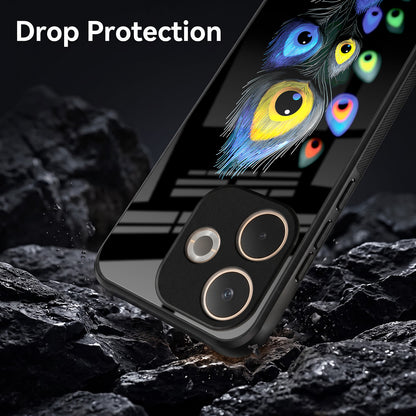 Oppo A5 Pro 5G Premium Peacock Feather Acrylic Glass Back Case