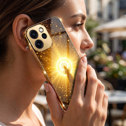 Oppo Reno 15 Pro Mini 5G Golden Maa Lakshmi Gold Electroplated Glass Phone Back Case