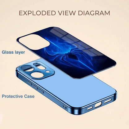 Oppo Reno 14 5G Neon Spider Blue Electroplated Glass Phone Back Case