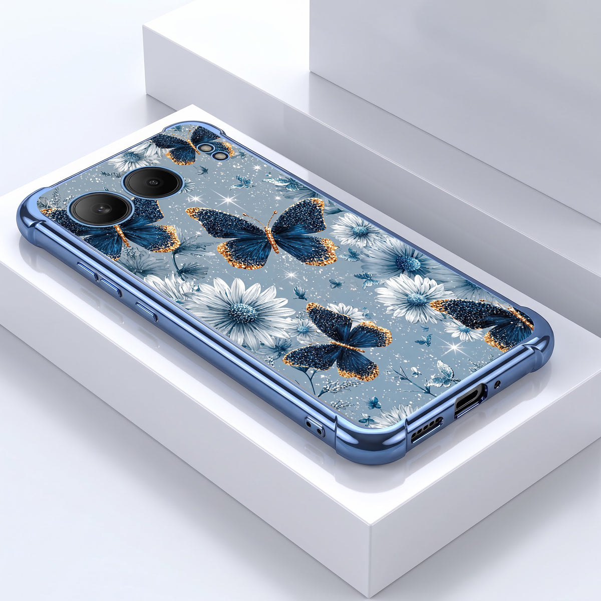 One Plus Nord 4 5G Blue Butterfly Floral Airbags Printed Back Case