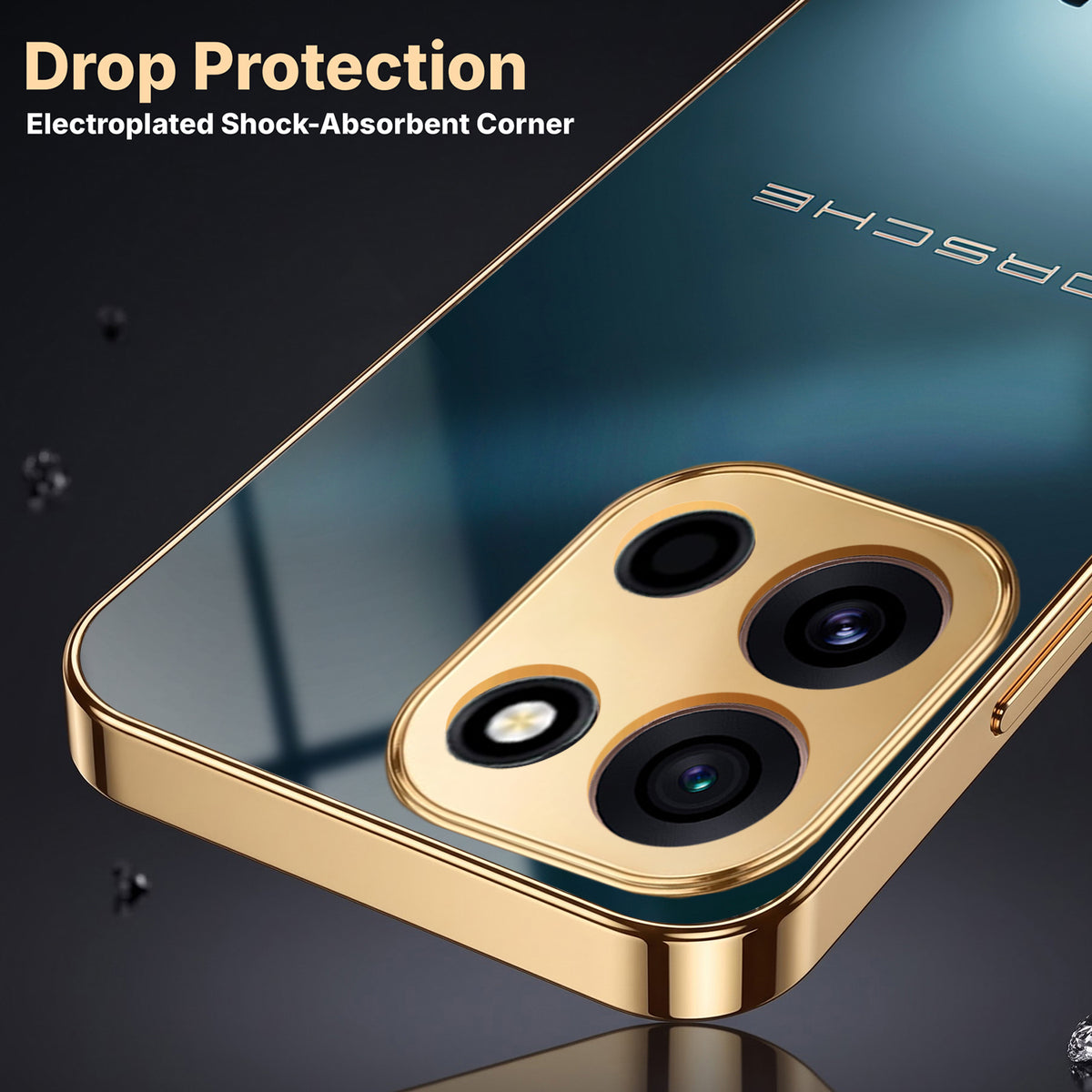 OnePlus Nord 6 5G Porsche Luxury Gold Electroplated Glass Phone Back Case