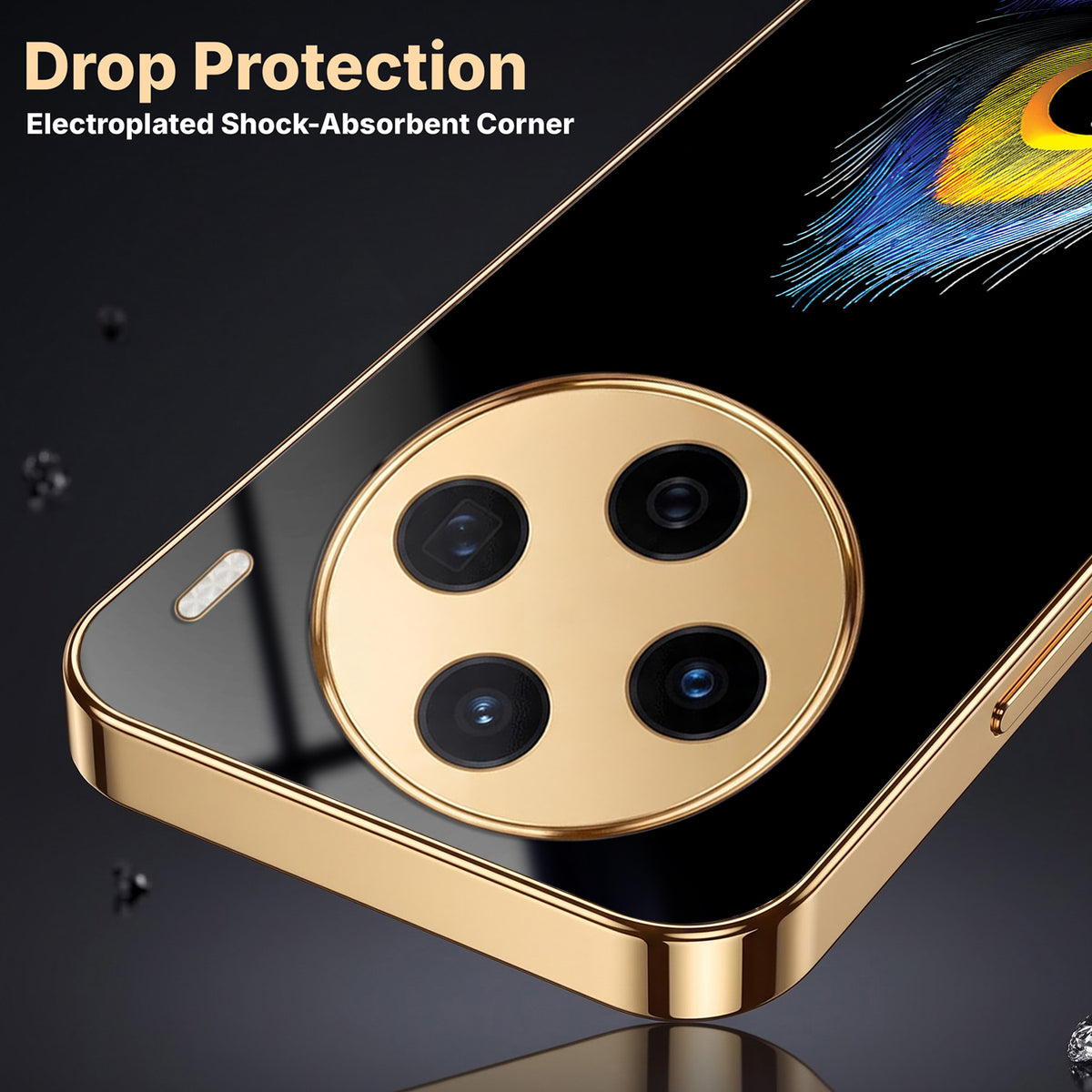 Vivo X200T 5G Multi-Feather Peacock Gold Electroplated Glass Phone Back Case