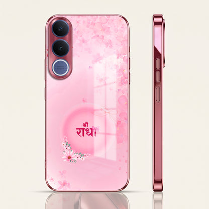 Vivo V70 FE 5G Luxury Shree Radha Pink Electroplated Glass Phone Back Case