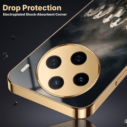 Vivo X200T 5G Running Horses Gold Electroplated Glass Phone Back Case