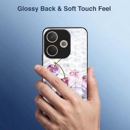 Oppo A5 Pro 5G Purple Transparent Cherry Acrylic Glass Back Case