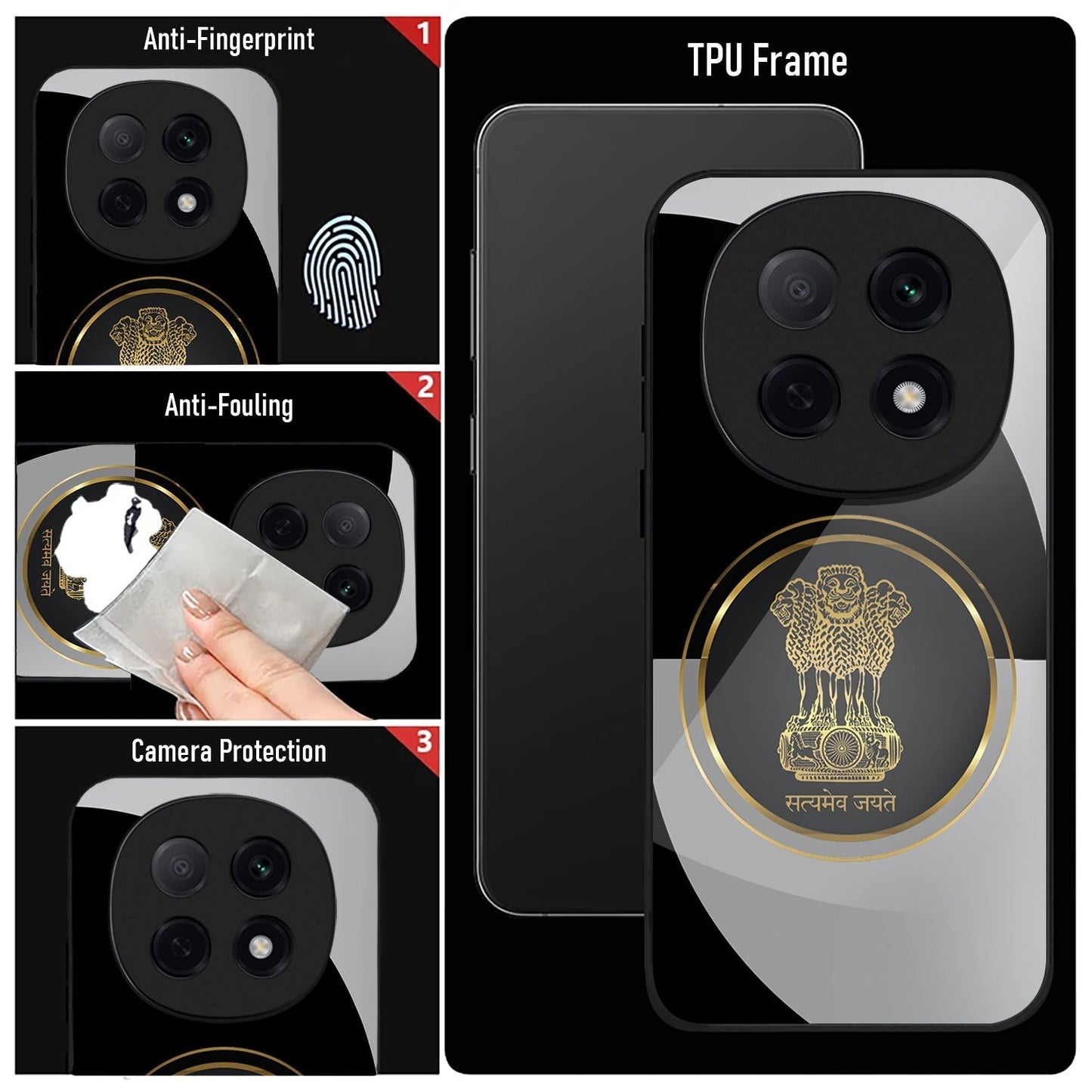 Oppo F29 Pro 5G Premium Acrylic Shockproof Glass Back Case (Satyamev Noir)