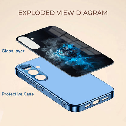 Samsung Galaxy A36 5G Blue Spirit Tiger Blue Electroplated Glass Phone Back Case
