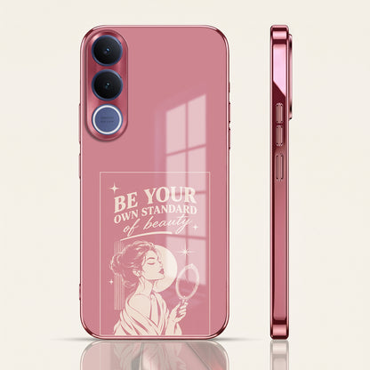 Vivo V70 FE 5G Luxury Aesthetic Girl Pink Electroplated Glass Phone Back Case