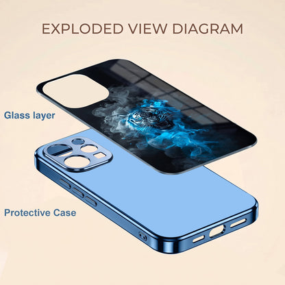 Vivo V70 5G Blue Spirit Tiger Blue Electroplated Glass Phone Back Case