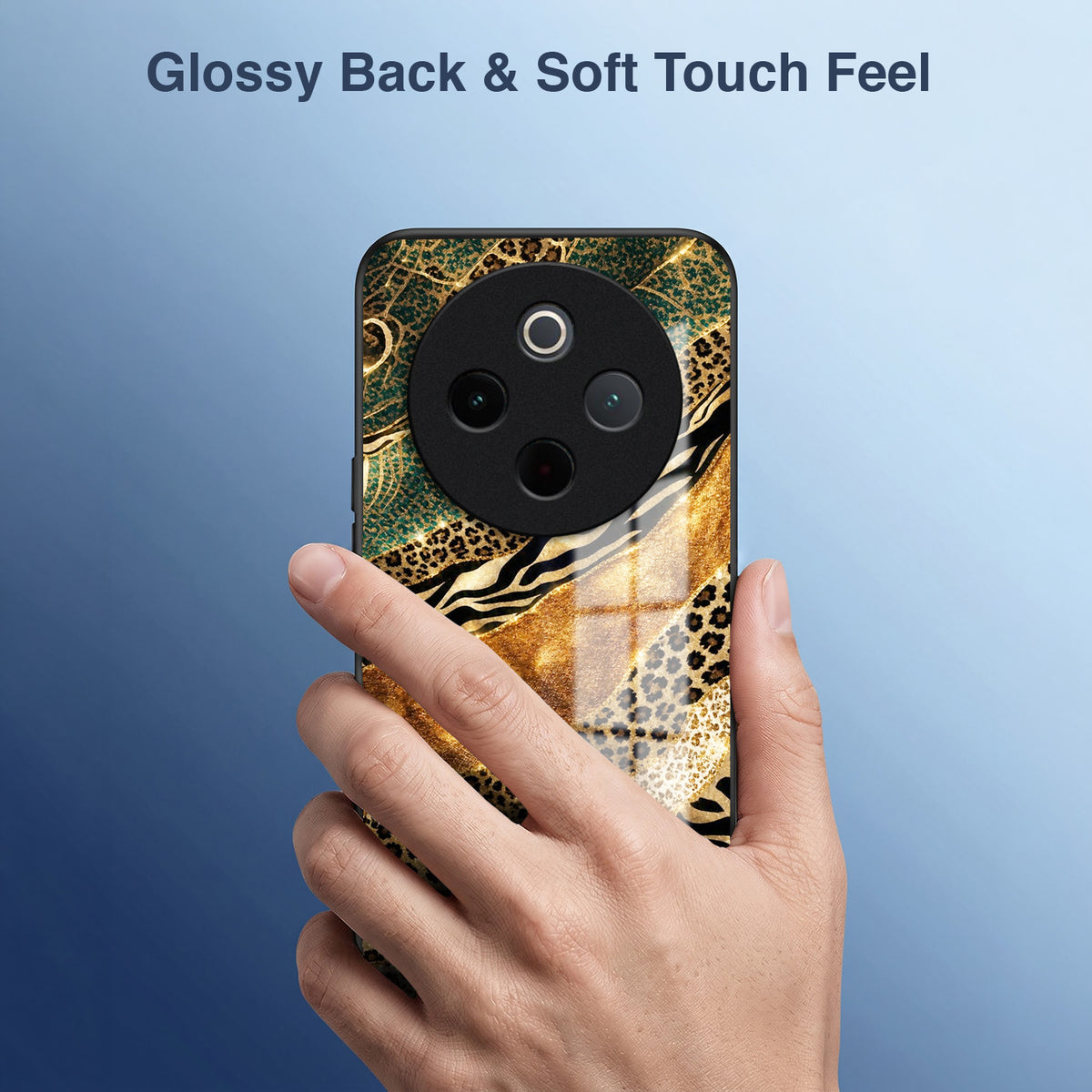 Vivo T4 5G Golden Leopard Acrylic Glass Back Case