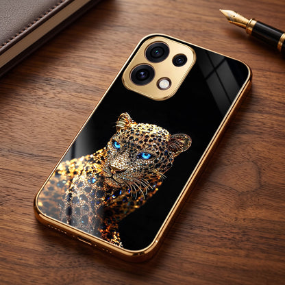 Oppo Reno 16C 5G Panther Gold Electroplated Glass Phone Back Case