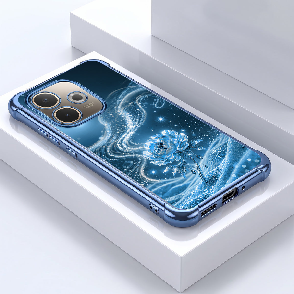 Oppo A5 Pro 5G Blue Rose Airbags Printed Back Case