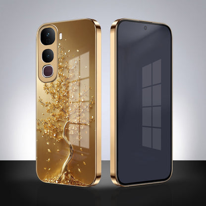 Vivo Y400 Pro 5G Golden Tree Gold Electroplated Glass Phone Back Case
