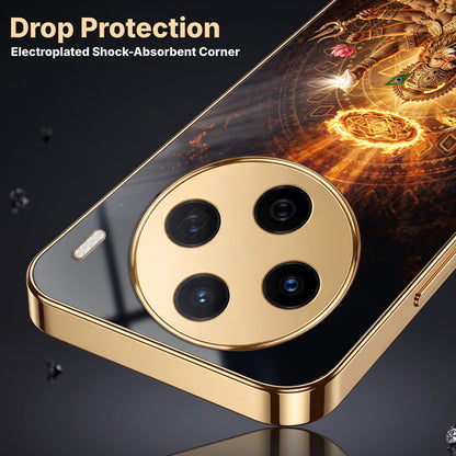 Vivo X200T 5G Lord Narasimha Gold Electroplated Glass Phone Back Case