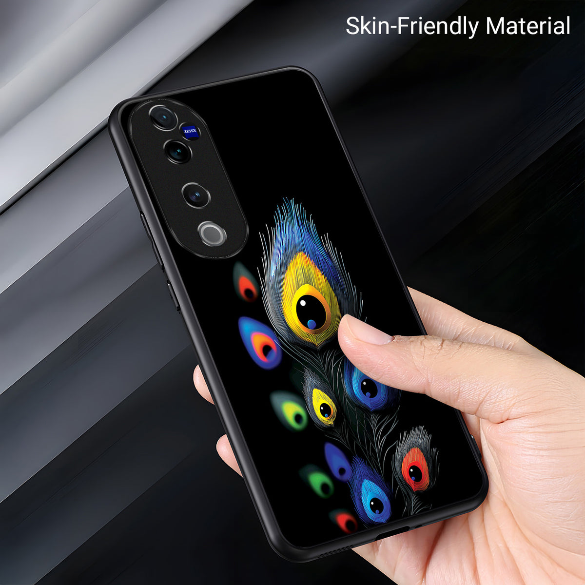 Vivo V40 Pro 5G Premium Peacock Feather Acrylic Glass Back Case