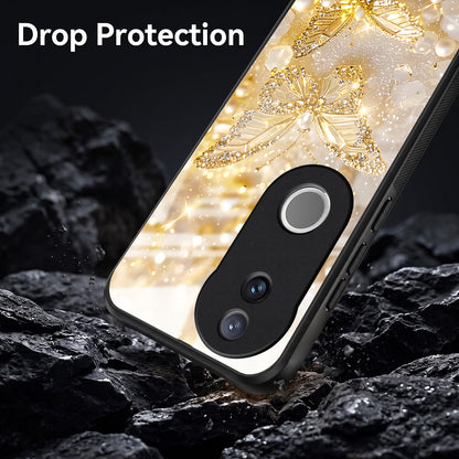 Vivo V50 5G Golden Butterfly Acrylic Glass Back Case