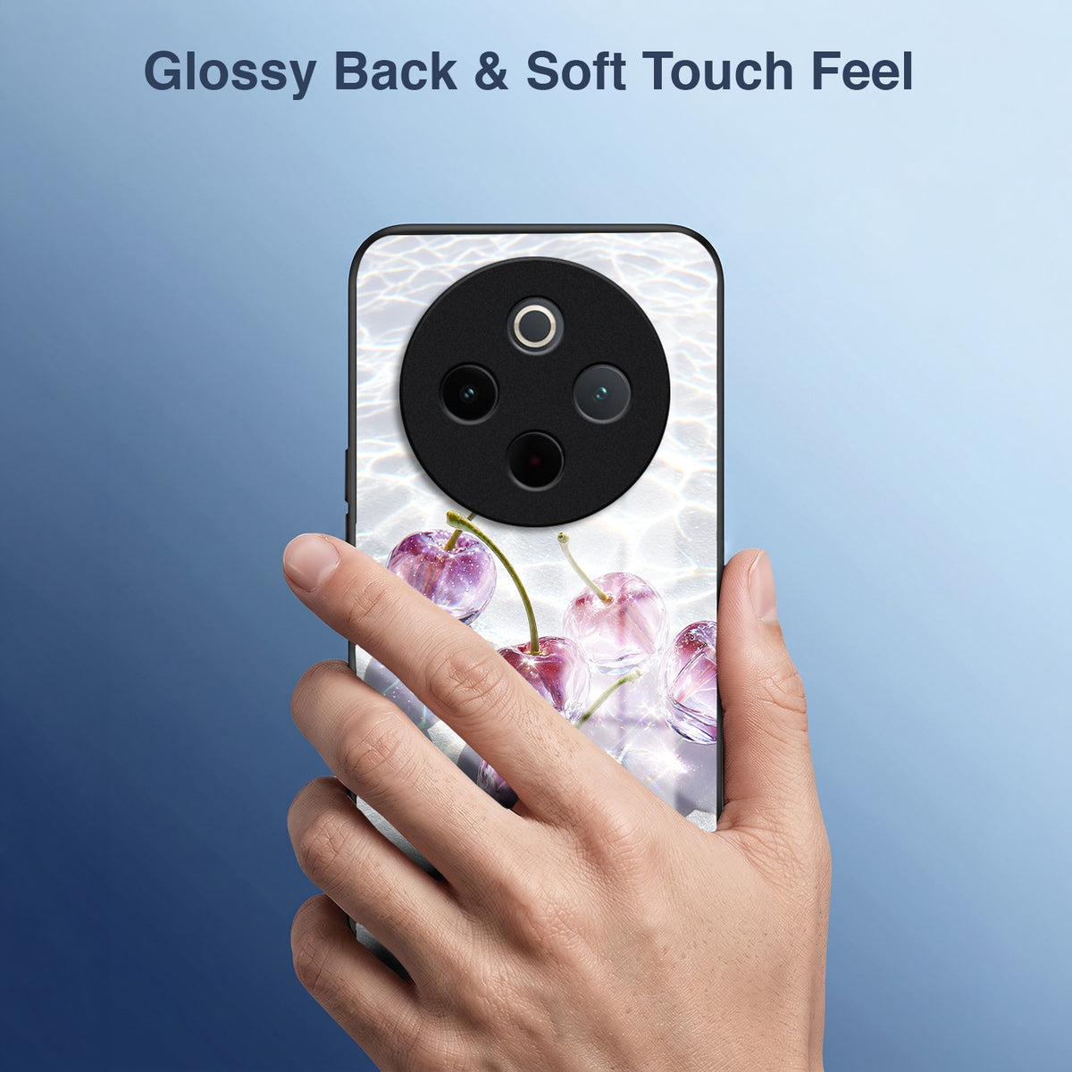 Vivo T4 5G Purple Transparent Cherry Acrylic Glass Back Case