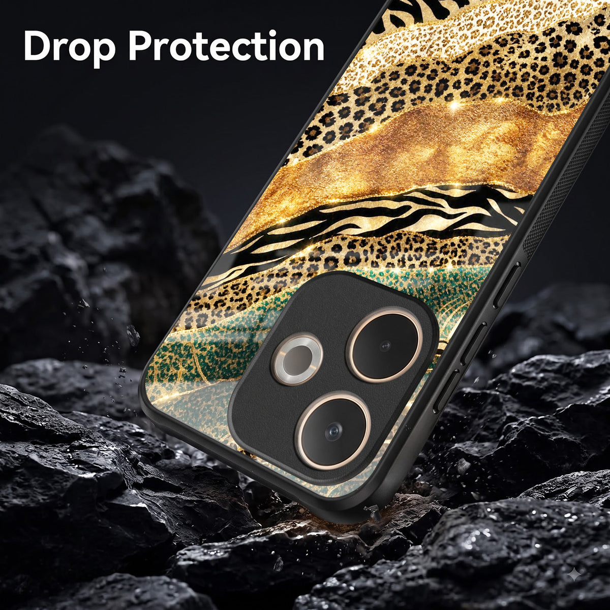 Oppo A5 Pro 5G Golden Leopard Acrylic Glass Back Case