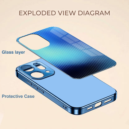Oppo Reno 14 5G Aureon X1 Blue Electroplated Glass Phone Back Case
