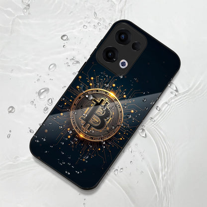 Oppo Reno 13 5G Premium Acrylic Shockproof Glass Back Case (Bitcoin Armor)