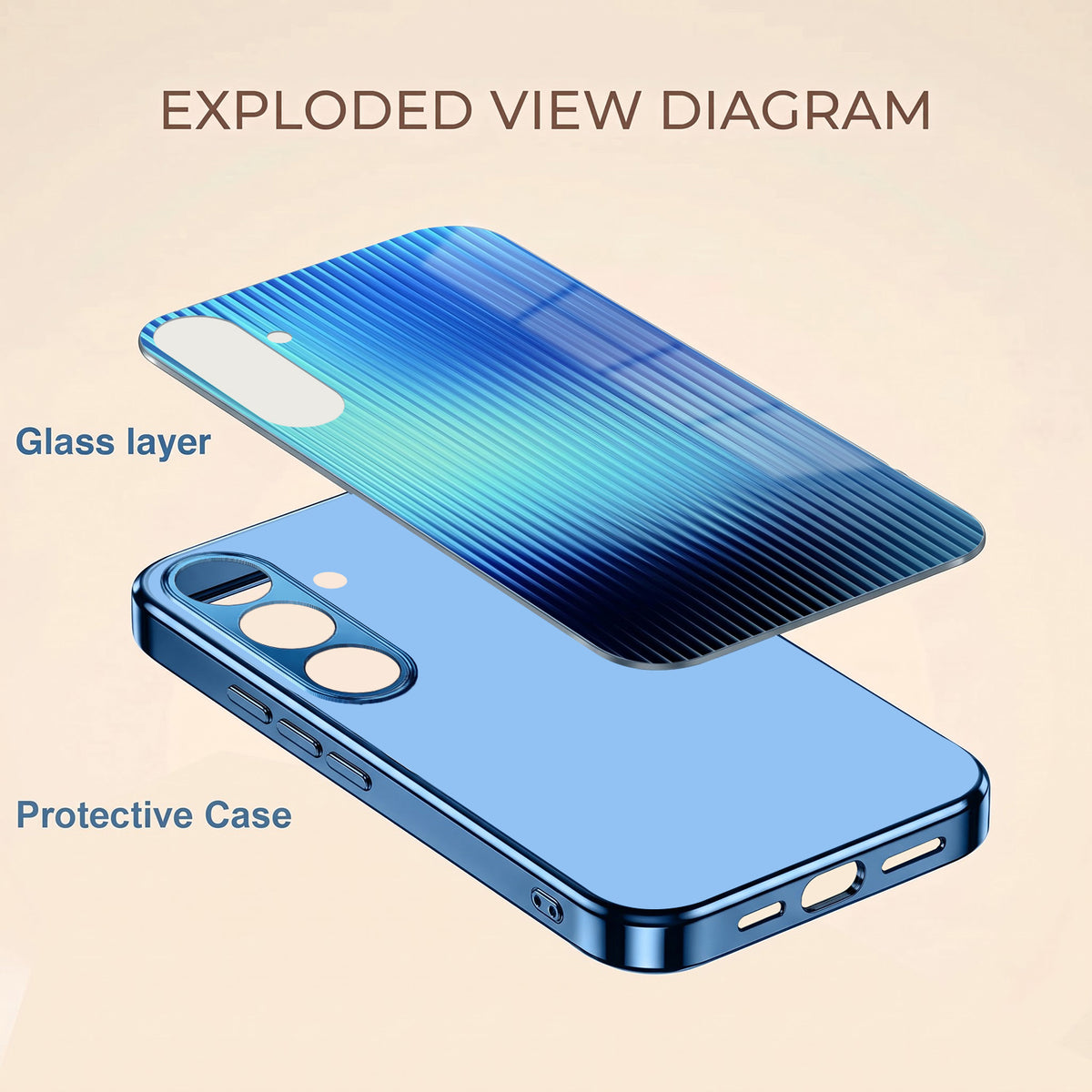 Samsung Galaxy A56 5G Aureon X1 Blue Electroplated Glass Phone Back Case