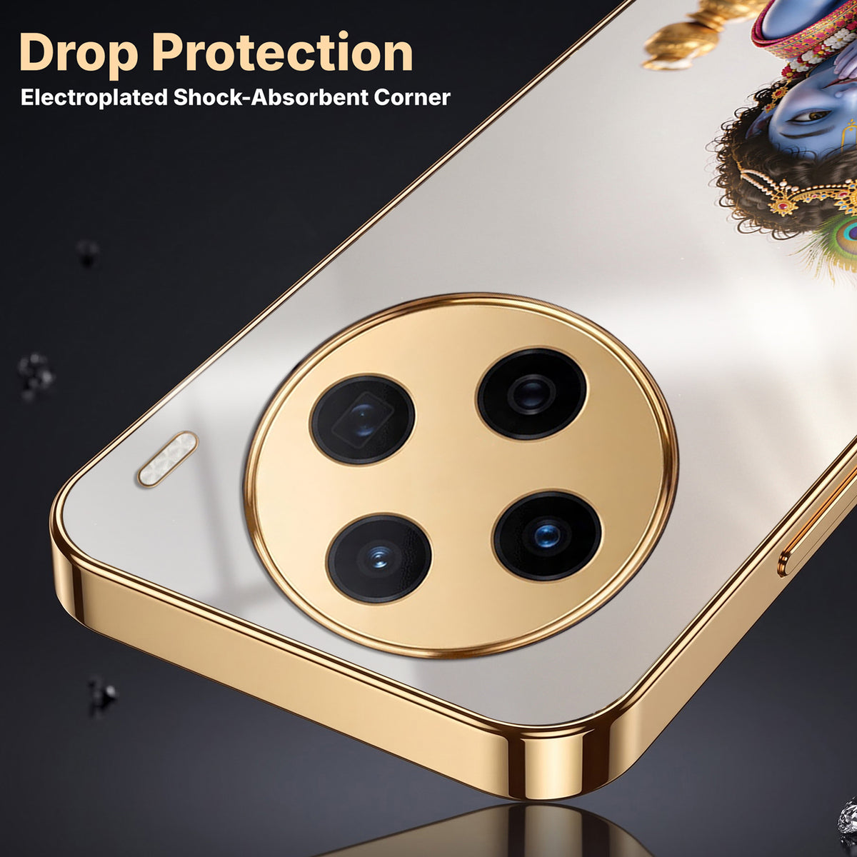 Vivo X200 5G Bal Krishna Blessings Gold Electroplated Glass Phone Back Case