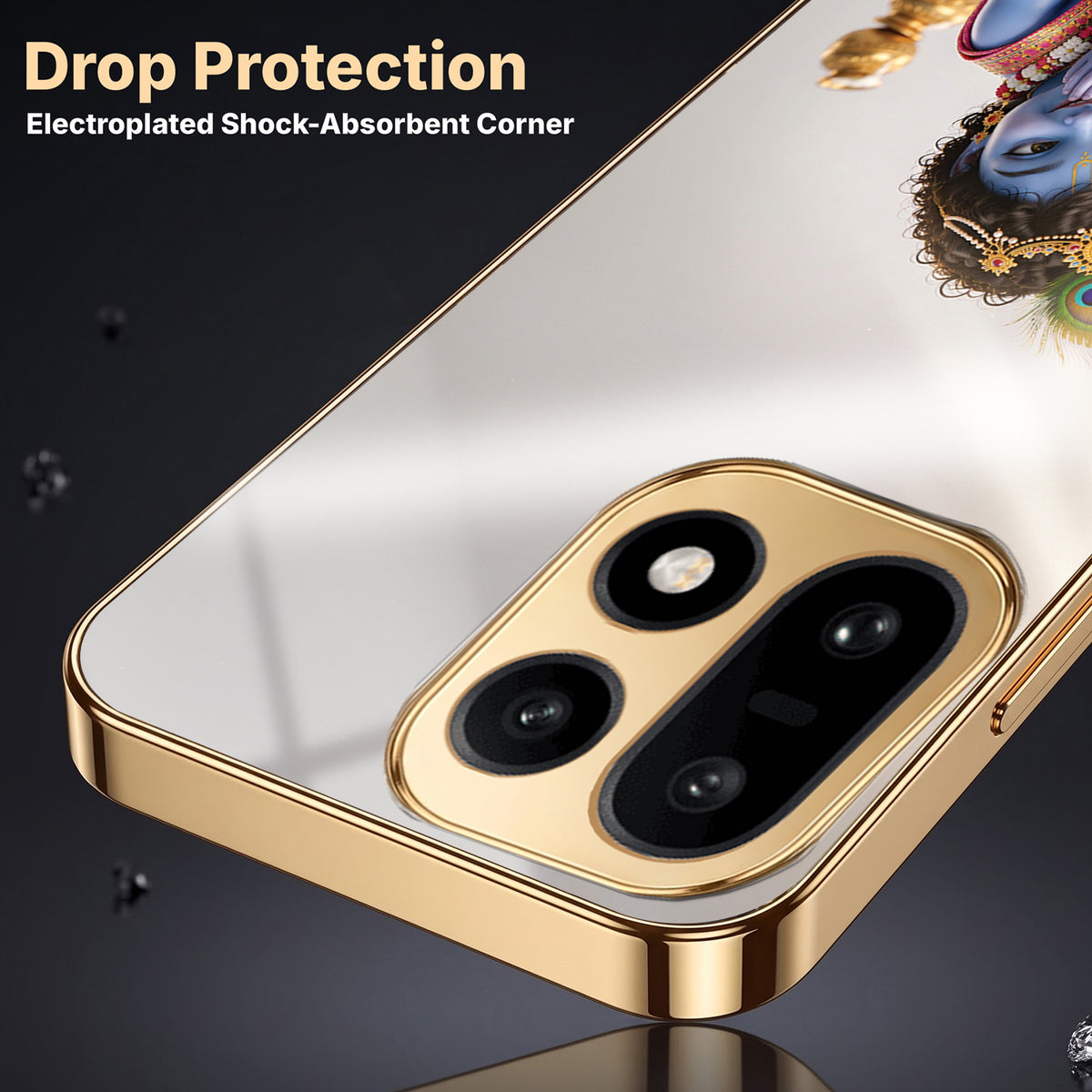 OnePlus 15 5G Bal Krishna Blessings Gold Electroplated Glass Phone Back Case