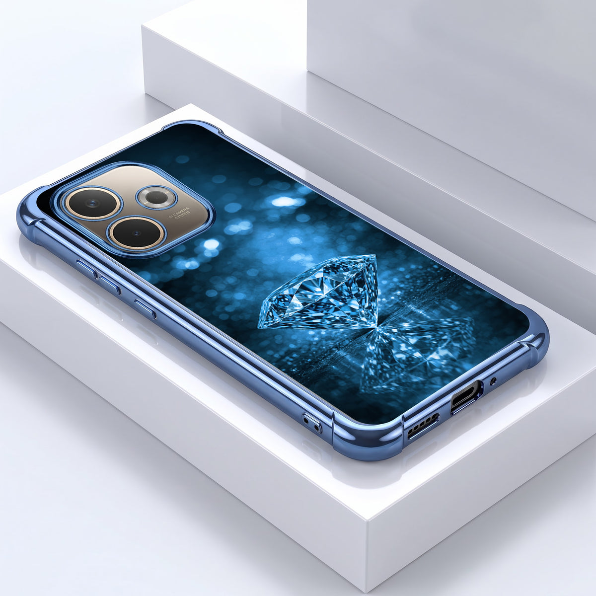 Oppo A5 Pro 5G Blue Diamond Airbags Printed Back Case