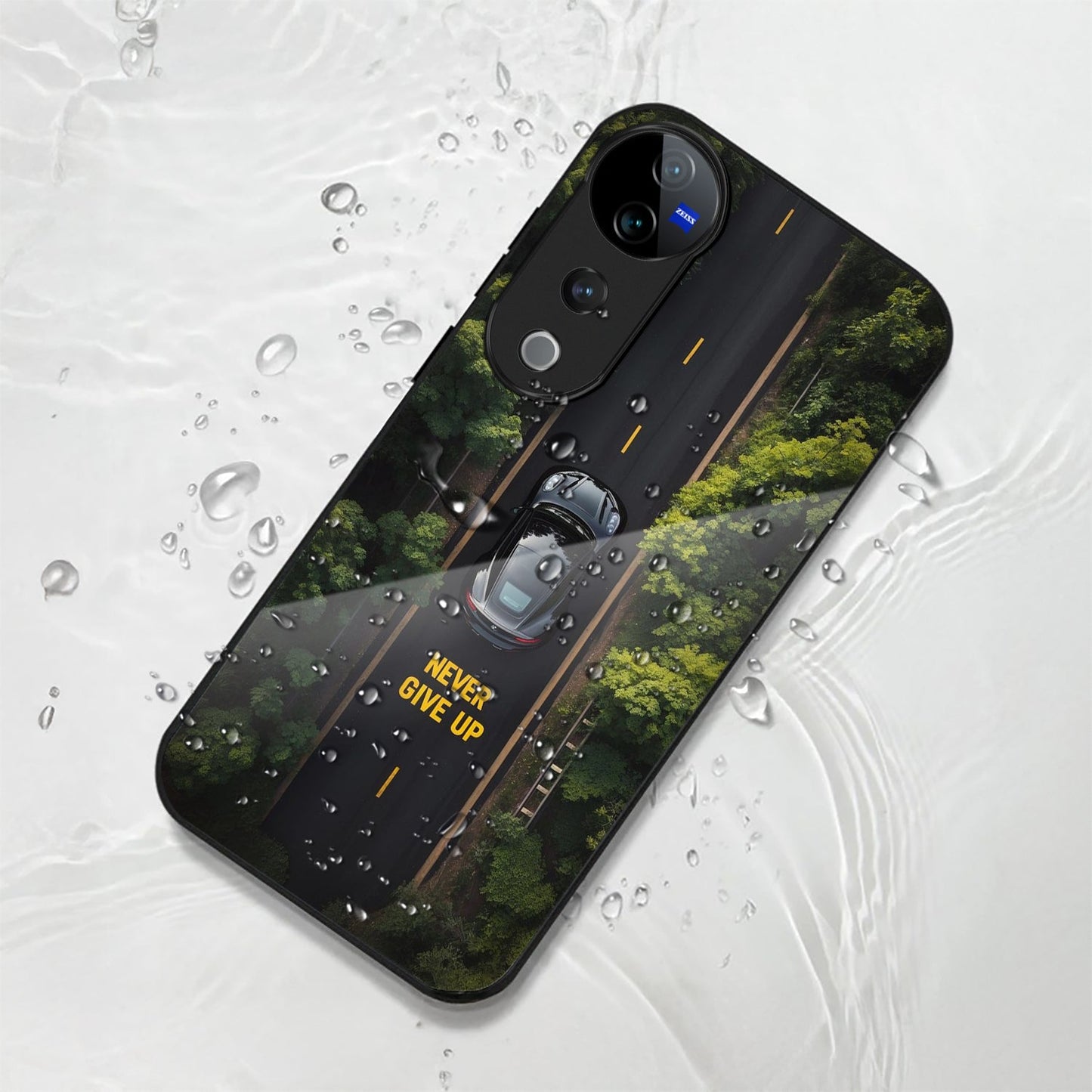 Vivo V40 Pro 5G Premium Acrylic Shockproof Glass Back Case (Road Never Give up)