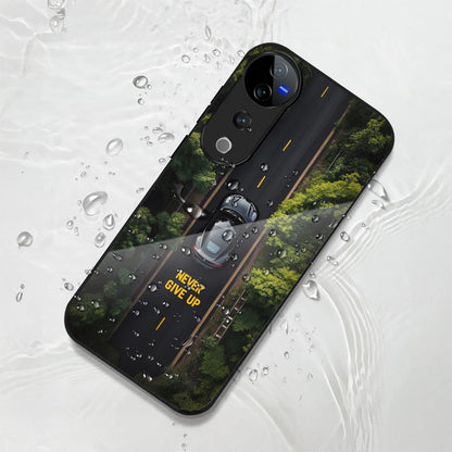 Vivo V40 Pro 5G Premium Acrylic Shockproof Glass Back Case (Road Never Give up)