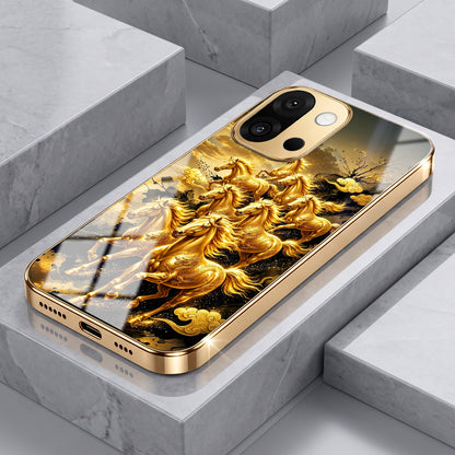 OnePlus 13s 5G Celestial Seven Horses Gold Electroplated Glass Phone Back Case