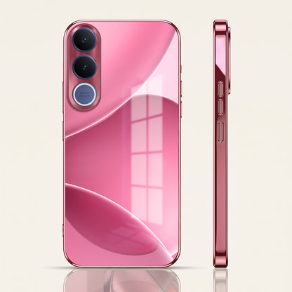 Vivo V70 FE 5G Luxury Glossy Wave Pink Electroplated Glass Phone Back Case