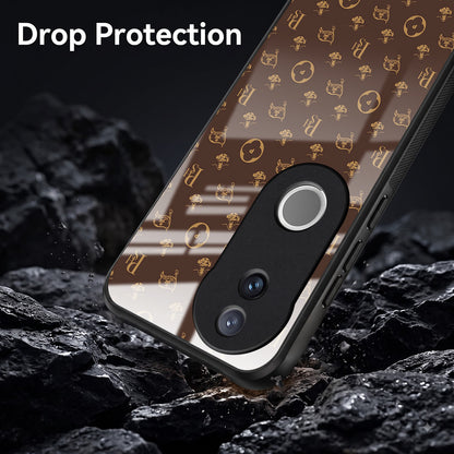 Vivo V50 5G Luxury Monogram Brown Acrylic Glass Back Case