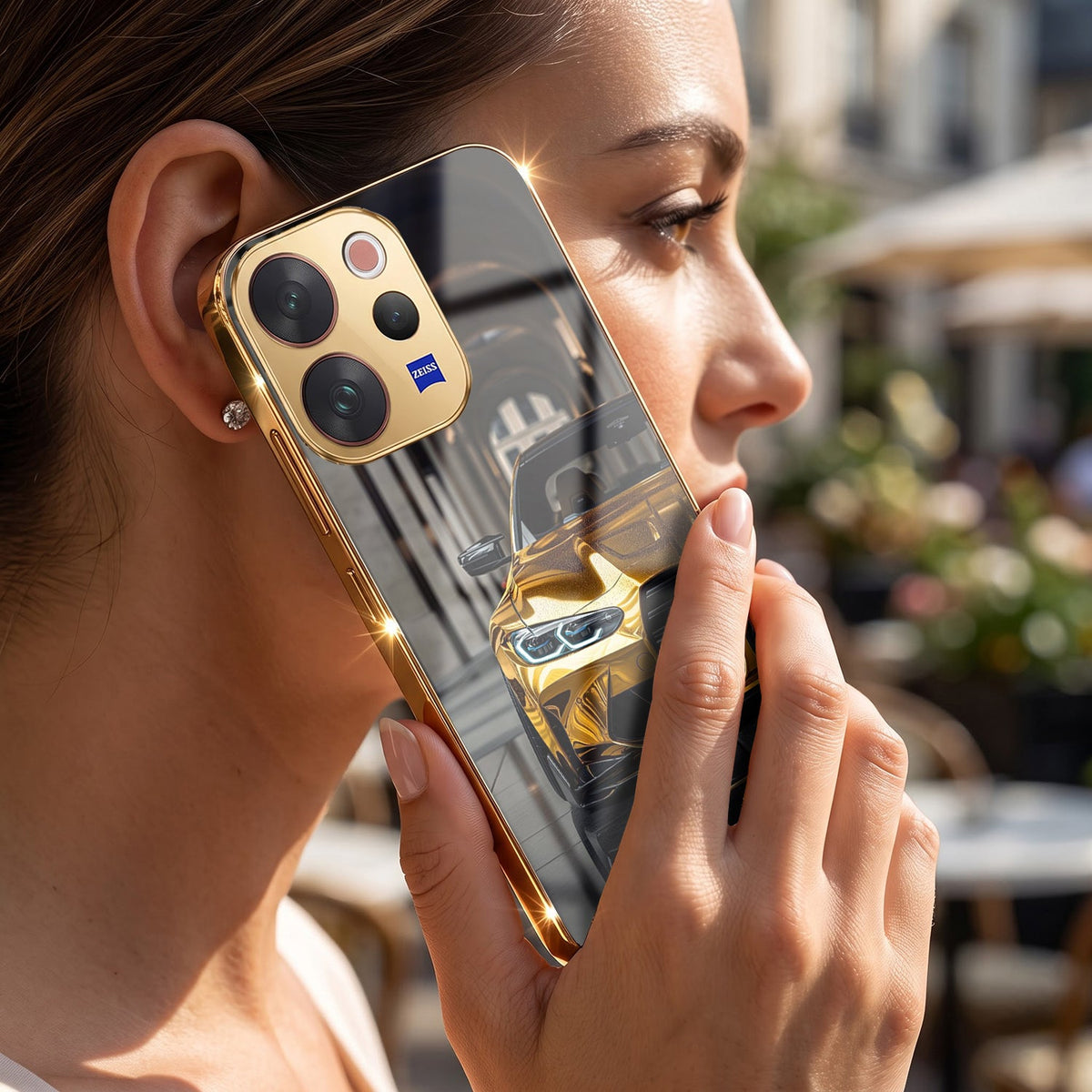 Vivo V70 5G Golden BMW Gold Electroplated Glass Phone Back Case