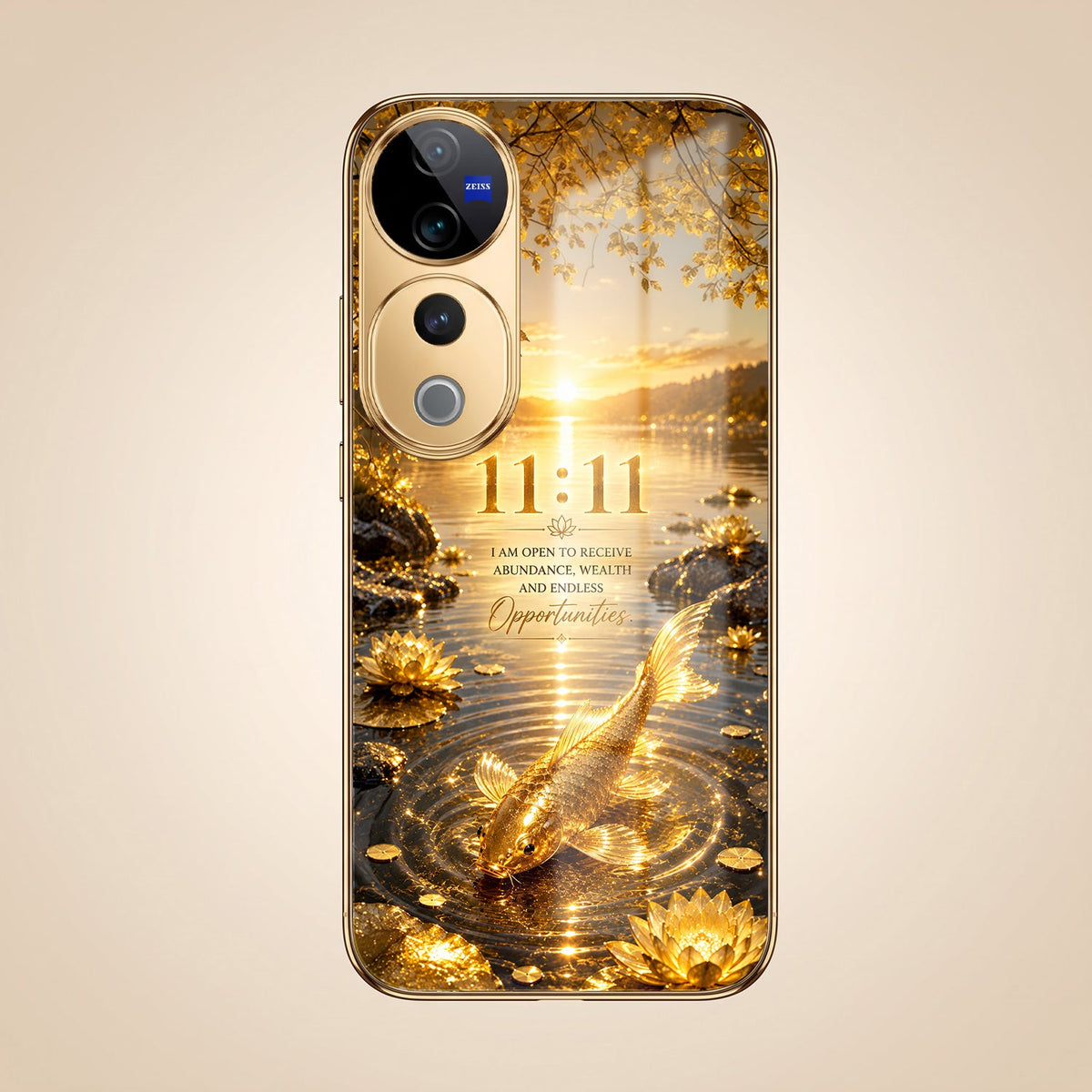 Vivo V40 Pro 5G 11:11 Manifestation Gold Electroplated Glass Phone Back Case